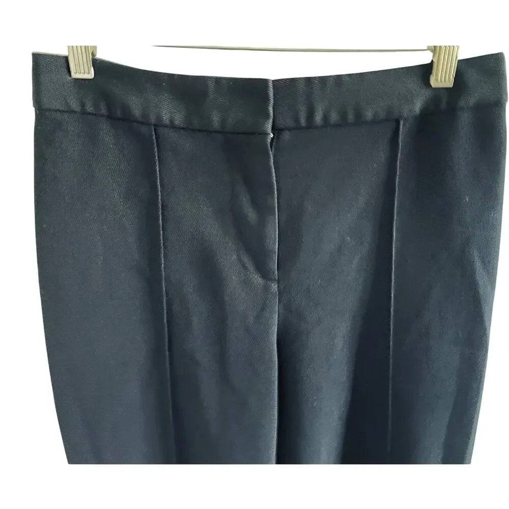 Tory Burch Navy Wool Blend Straight Leg Trousers Career Pants Size 6